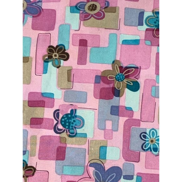 SB Scrub Top Women’s Med Pink Floral Print Nursing Medical Scrubs Uniform - Picture 1 of 8